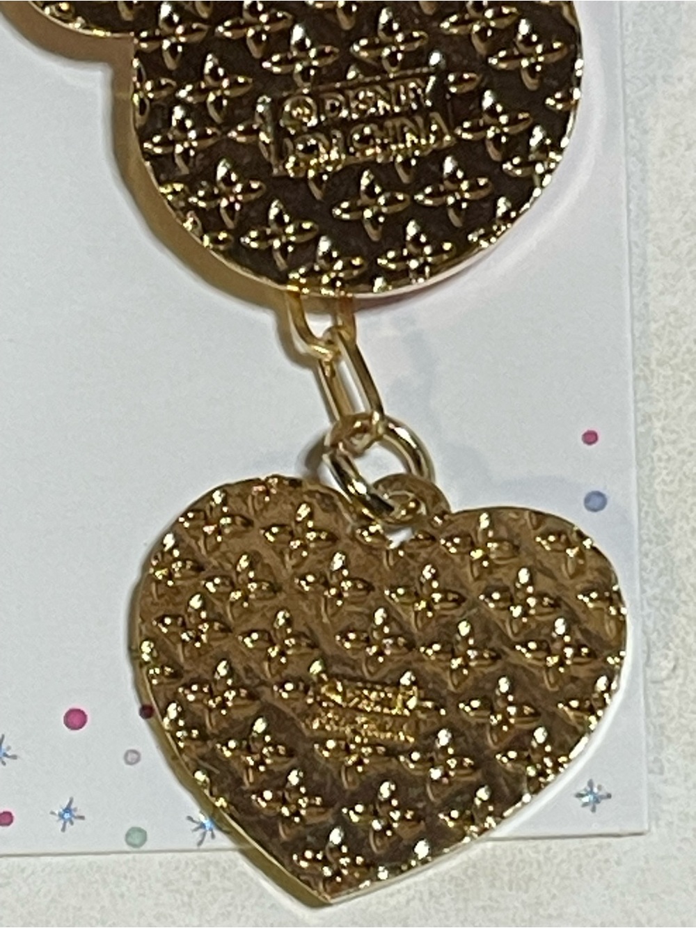 NWT Disney Gold-Tone Pink Minnie Mouse Key Chain / Crystal Heart/ Faux Pearl - Picture 6 of 9